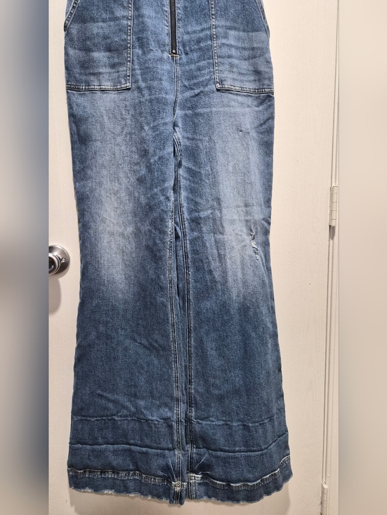 Alice + Olivia Jeans Lovetta Denim Wide Leg Jumpsuit Monterey Blue Size 30 - Picture 6 of 12